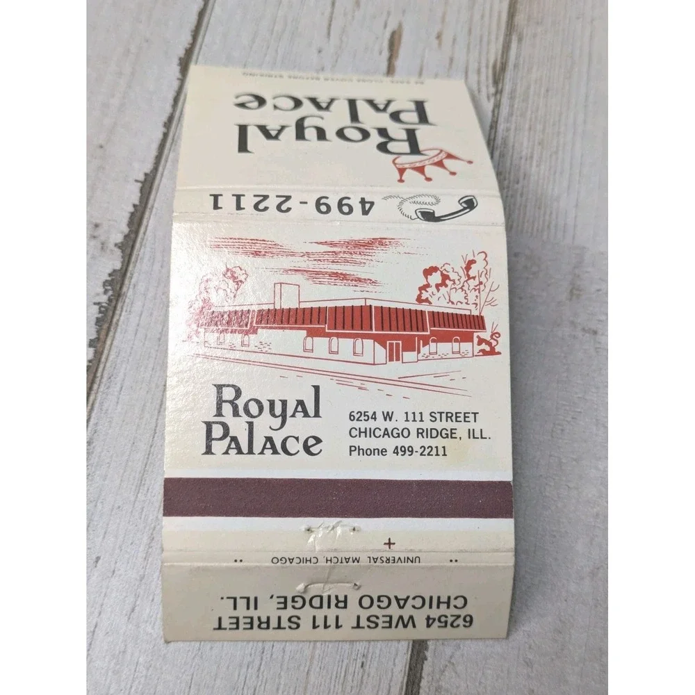 Vintage Matchbook Cover Royal Palace‎ Restaurant Cocktail Lounge Chicago Ridge